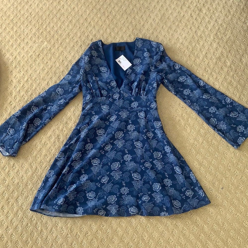 Intermix blue floral open back dress